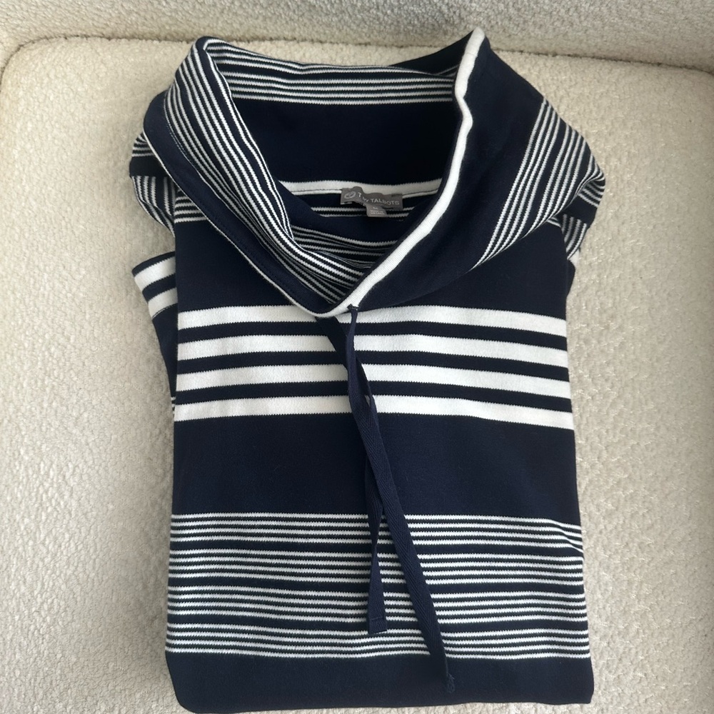 Talbots Navy and White Striped Top